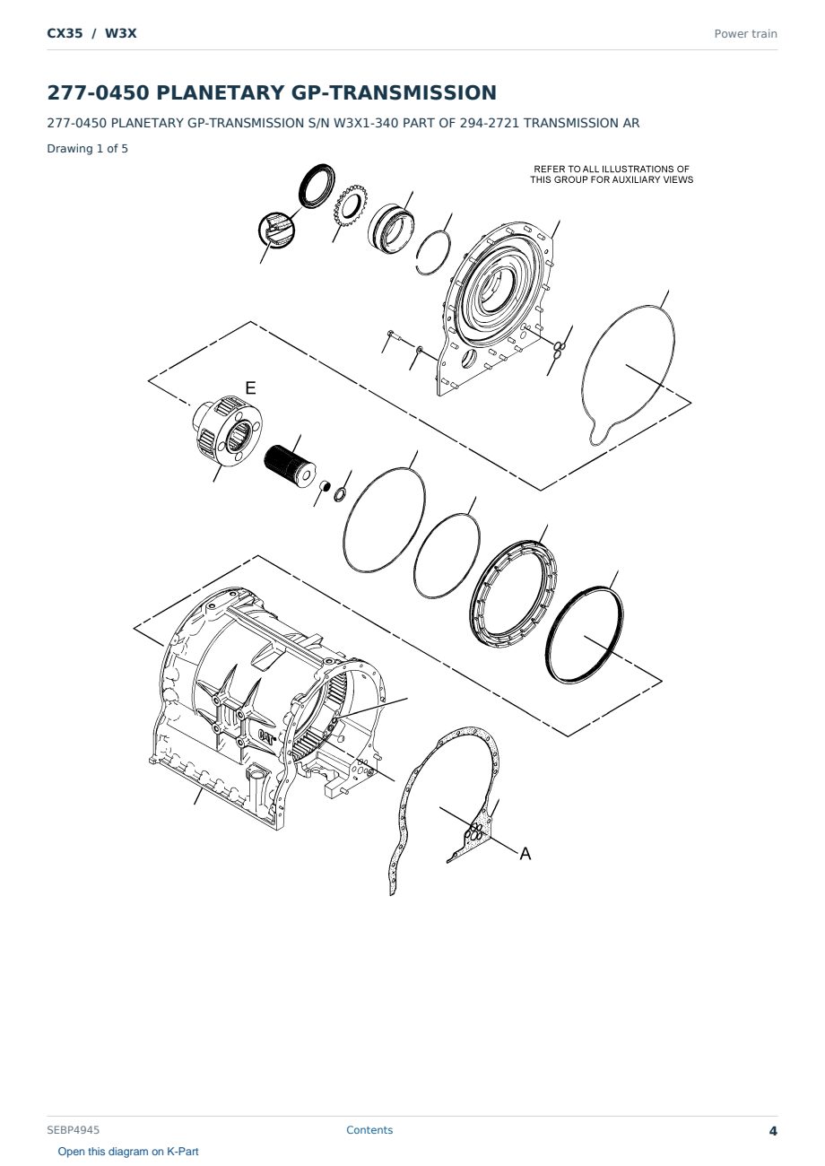 Caterpillar CX35 S/N W3X Partsbook SEBP4945 (English) - sample page 4 of 10 Caterpillar CX35 S/N W3X Partsbook SEBP4945 (English) - sample page 4 of 10