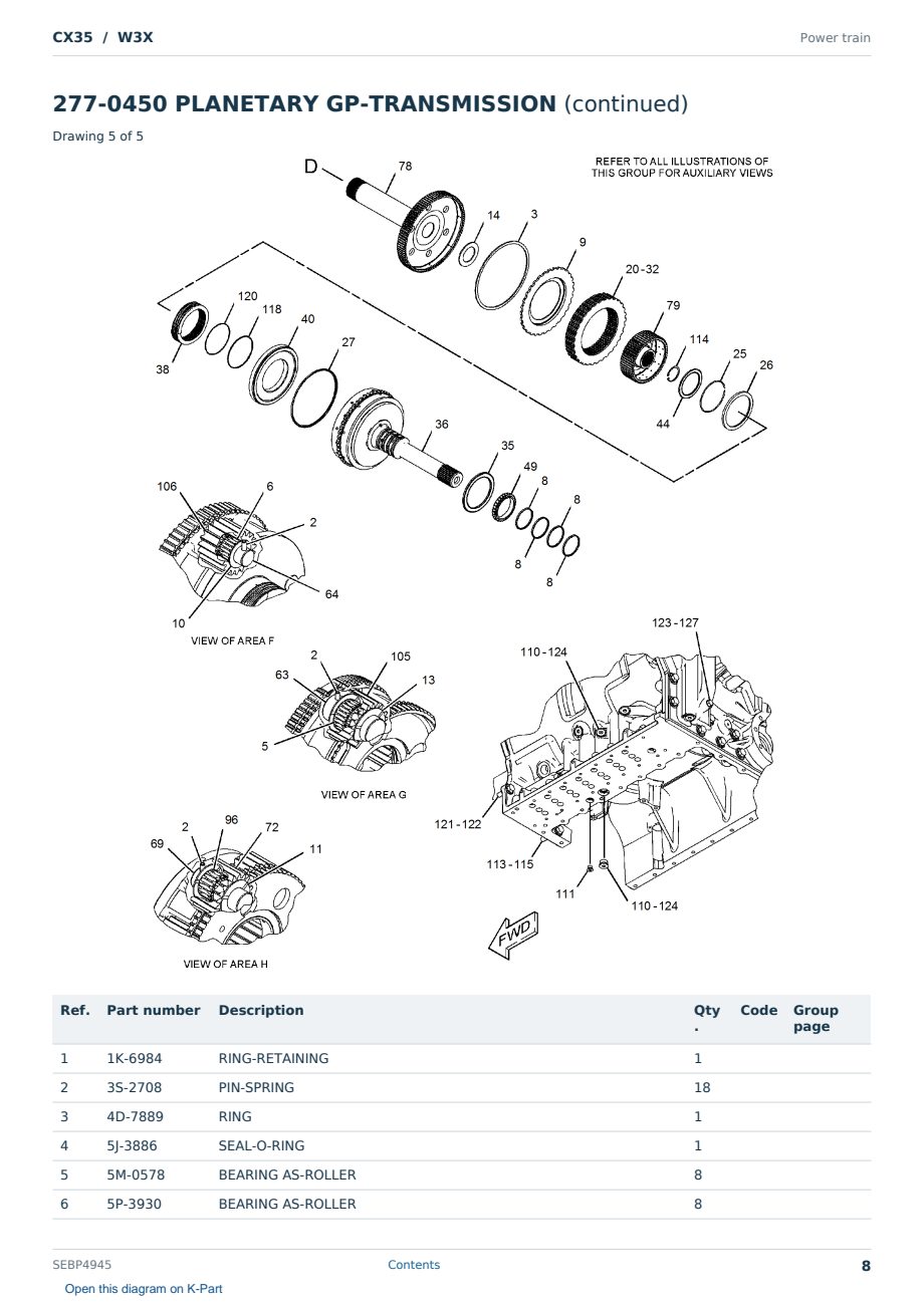 Caterpillar CX35 S/N W3X Partsbook SEBP4945 (English) - sample page 8 of 10 Caterpillar CX35 S/N W3X Partsbook SEBP4945 (English) - sample page 8 of 10