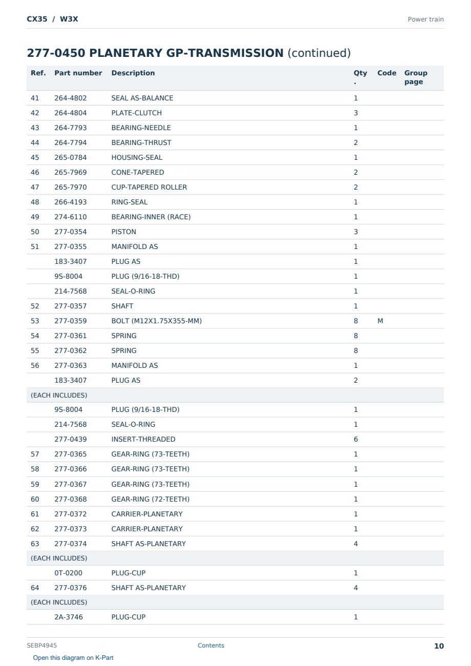 Caterpillar CX35 S/N W3X Partsbook SEBP4945 (English) - sample page 10 of 10 Caterpillar CX35 S/N W3X Partsbook SEBP4945 (English) - sample page 10 of 10