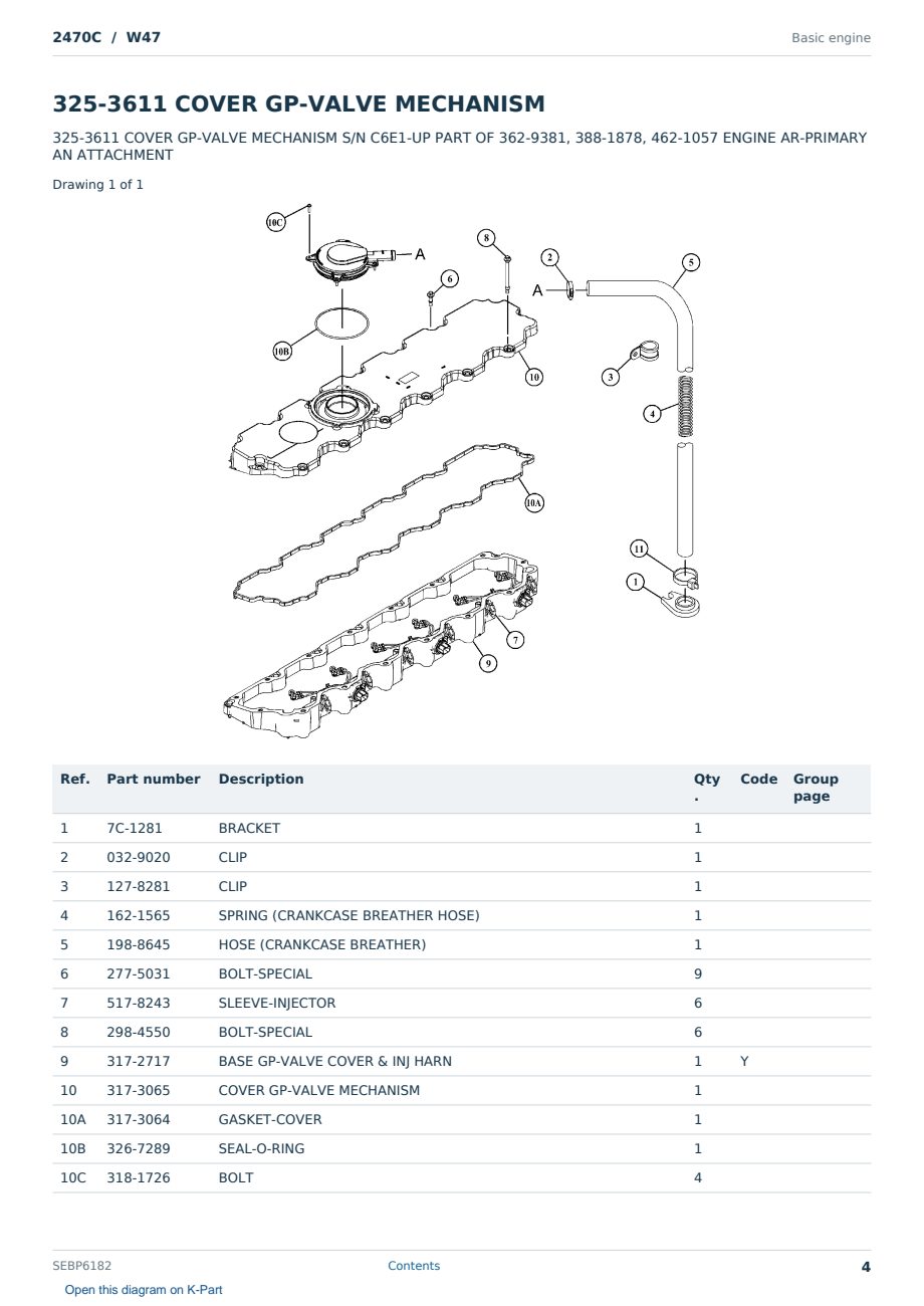 Caterpillar 2470C S/N W47 Partsbook SEBP6182 (English) - sample page 4 of 10 Caterpillar 2470C S/N W47 Partsbook SEBP6182 (English) - sample page 4 of 10