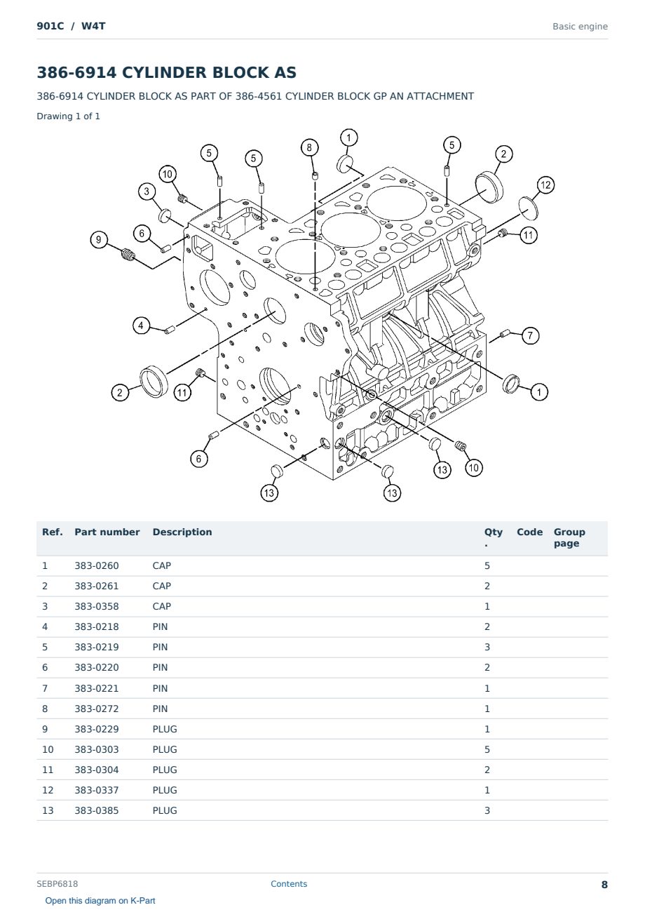 Caterpillar 901C S/N W4T Partsbook SEBP6818 (English) - sample page 8 of 10 Caterpillar 901C S/N W4T Partsbook SEBP6818 (English) - sample page 8 of 10
