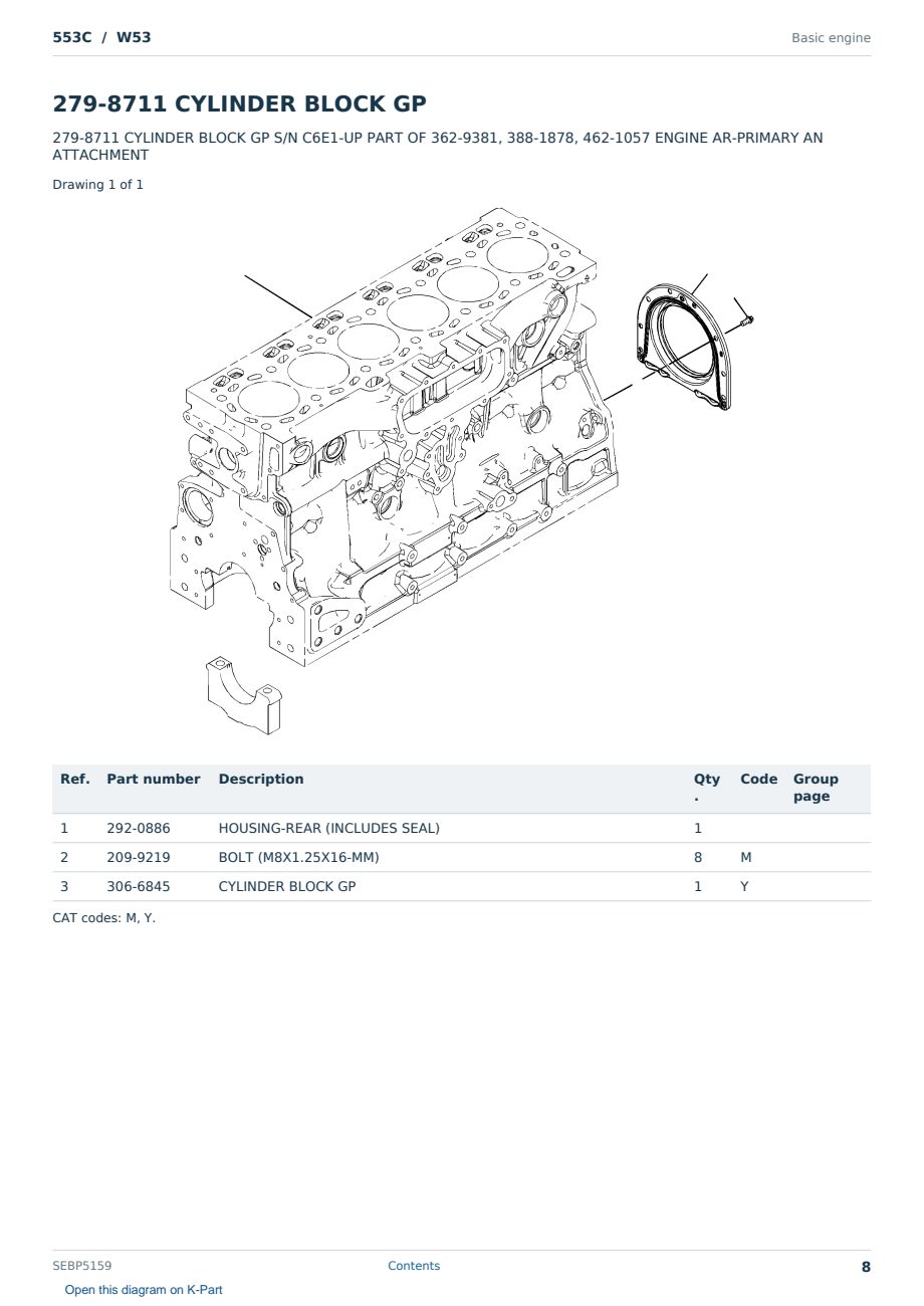 Caterpillar 553C S/N W53 Partsbook SEBP5159 (English) - sample page 8 of 10 Caterpillar 553C S/N W53 Partsbook SEBP5159 (English) - sample page 8 of 10