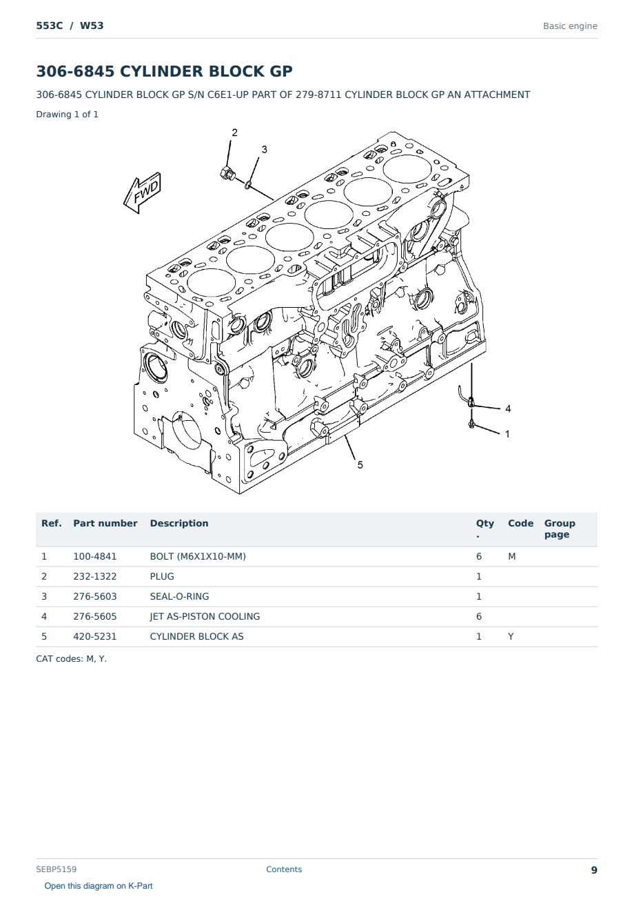 Caterpillar 553C S/N W53 Partsbook SEBP5159 (English) - sample page 9 of 10 Caterpillar 553C S/N W53 Partsbook SEBP5159 (English) - sample page 9 of 10