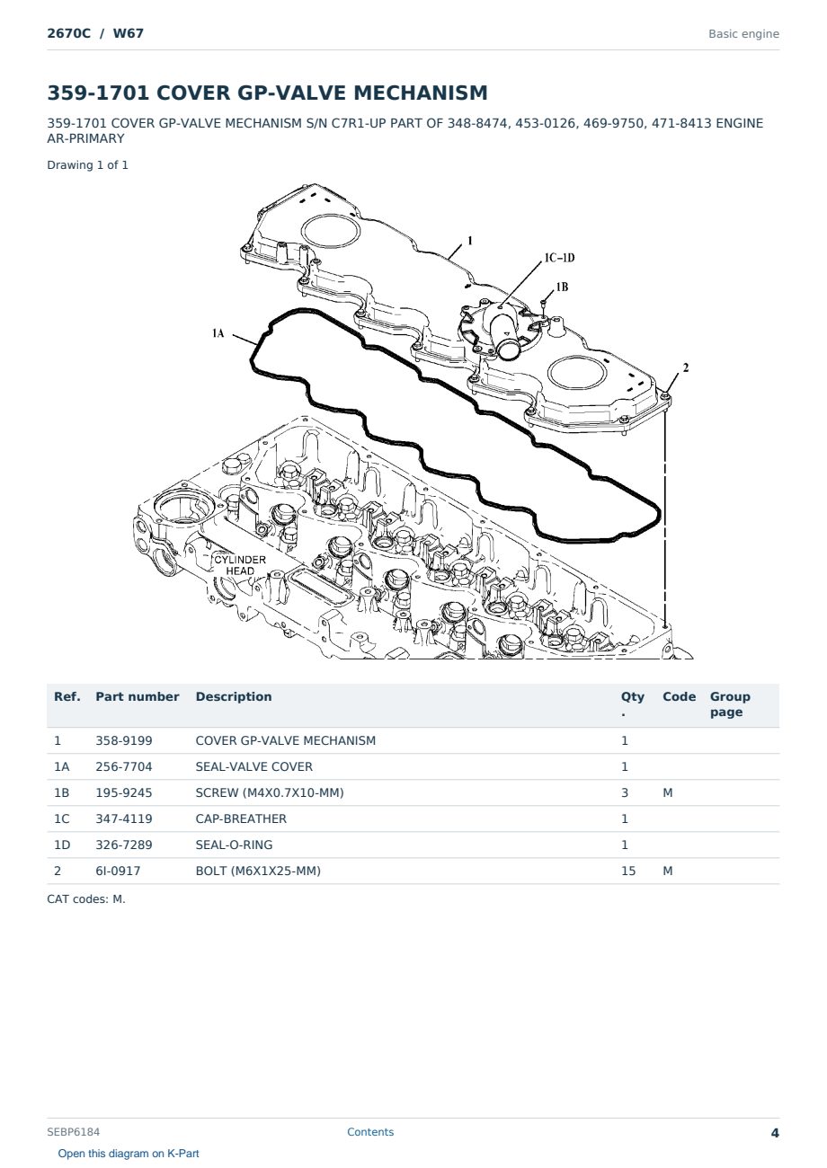Caterpillar 2670C S/N W67 Partsbook SEBP6184 (English) - sample page 4 of 10 Caterpillar 2670C S/N W67 Partsbook SEBP6184 (English) - sample page 4 of 10