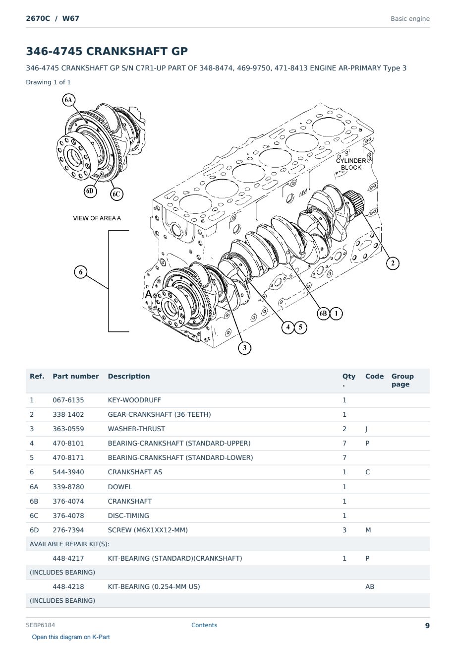 Caterpillar 2670C S/N W67 Partsbook SEBP6184 (English) - sample page 9 of 10 Caterpillar 2670C S/N W67 Partsbook SEBP6184 (English) - sample page 9 of 10