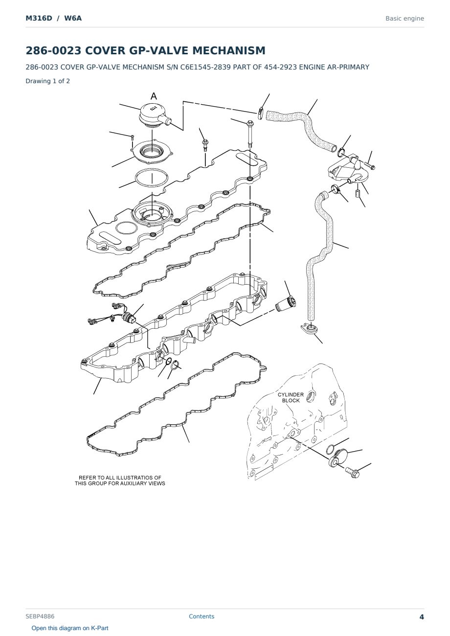Caterpillar M316D S/N W6A Partsbook SEBP4886 (English) - sample page 4 of 10 Caterpillar M316D S/N W6A Partsbook SEBP4886 (English) - sample page 4 of 10