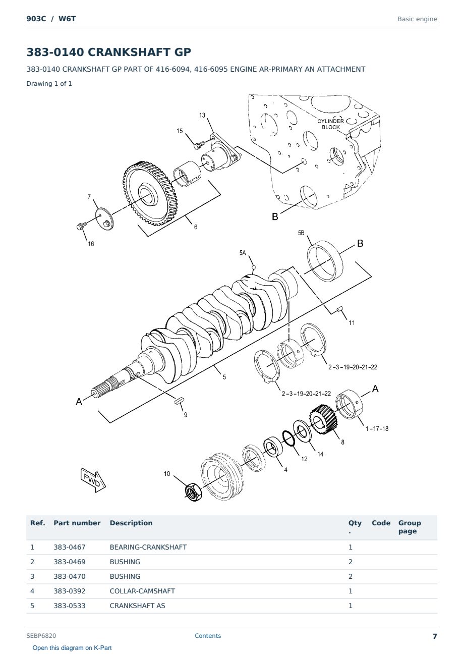 Caterpillar 903C S/N W6T Partsbook SEBP6820 (English) - sample page 7 of 10 Caterpillar 903C S/N W6T Partsbook SEBP6820 (English) - sample page 7 of 10