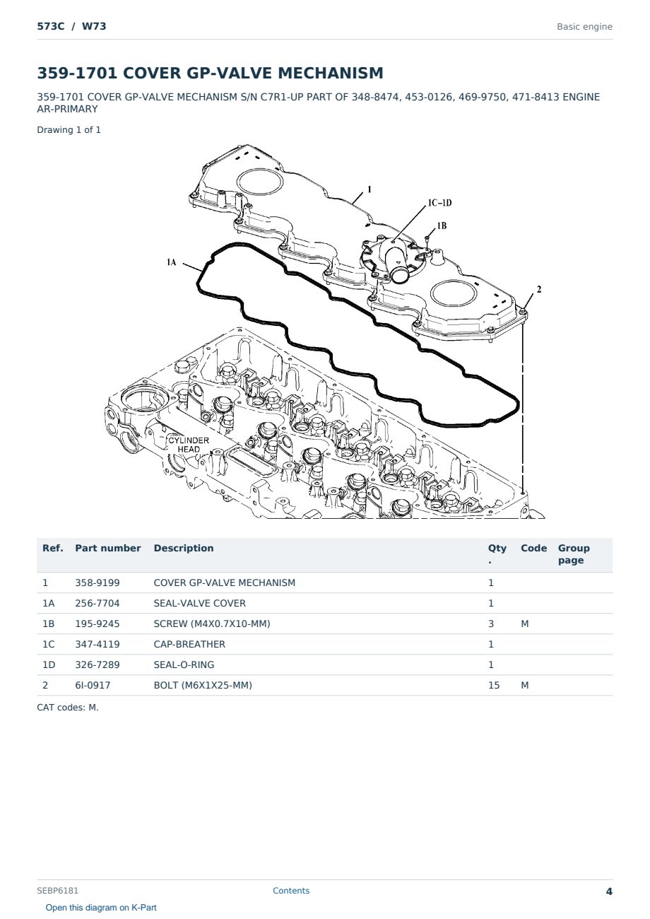 Caterpillar 573C S/N W73 Partsbook SEBP6181 (English) - sample page 4 of 10 Caterpillar 573C S/N W73 Partsbook SEBP6181 (English) - sample page 4 of 10