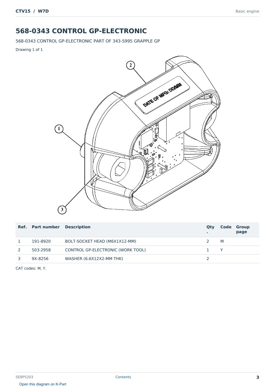 Caterpillar CTV15 S/N W7D Partsbook SEBP5203 (English) - sample page 3 of 10 Caterpillar CTV15 S/N W7D Partsbook SEBP5203 (English) - sample page 3 of 10