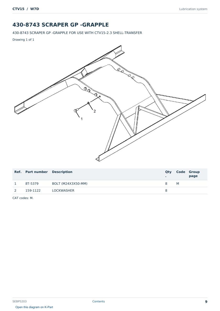 Caterpillar CTV15 S/N W7D Partsbook SEBP5203 (English) - sample page 9 of 10 Caterpillar CTV15 S/N W7D Partsbook SEBP5203 (English) - sample page 9 of 10