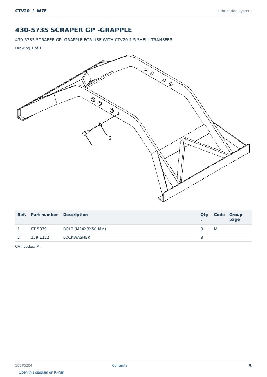 Caterpillar CTV20 S/N W7E Partsbook SEBP5204 (English) - sample page 5 of 10 Caterpillar CTV20 S/N W7E Partsbook SEBP5204 (English) - sample page 5 of 10