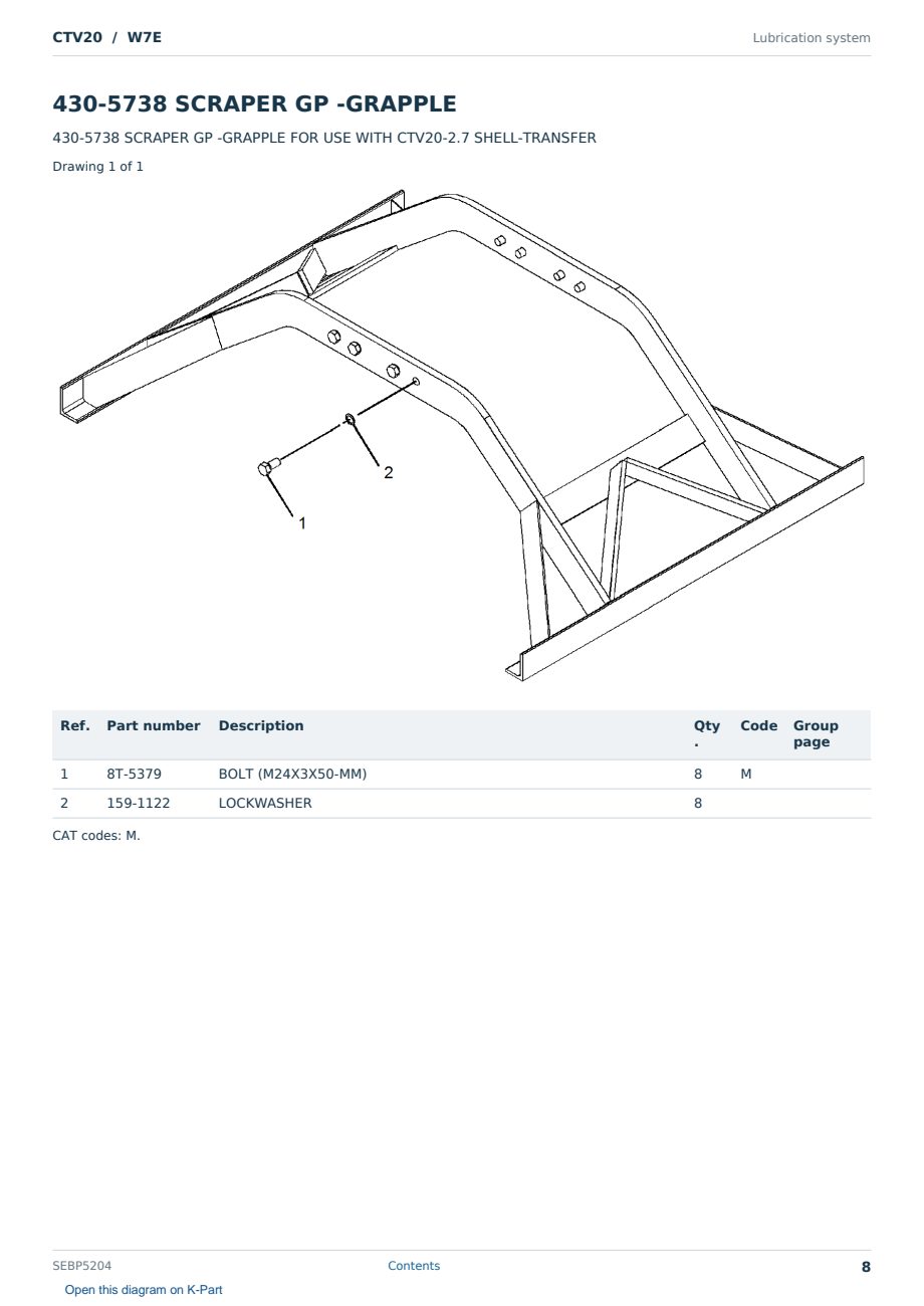 Caterpillar CTV20 S/N W7E Partsbook SEBP5204 (English) - sample page 8 of 10 Caterpillar CTV20 S/N W7E Partsbook SEBP5204 (English) - sample page 8 of 10