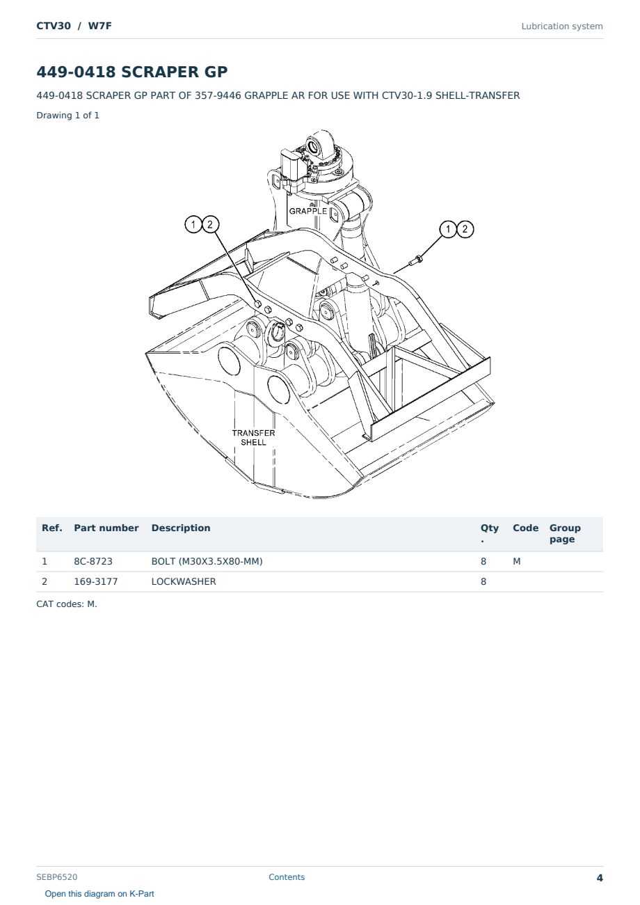 Caterpillar CTV30 S/N W7F Partsbook SEBP6520 (English) - sample page 4 of 10 Caterpillar CTV30 S/N W7F Partsbook SEBP6520 (English) - sample page 4 of 10