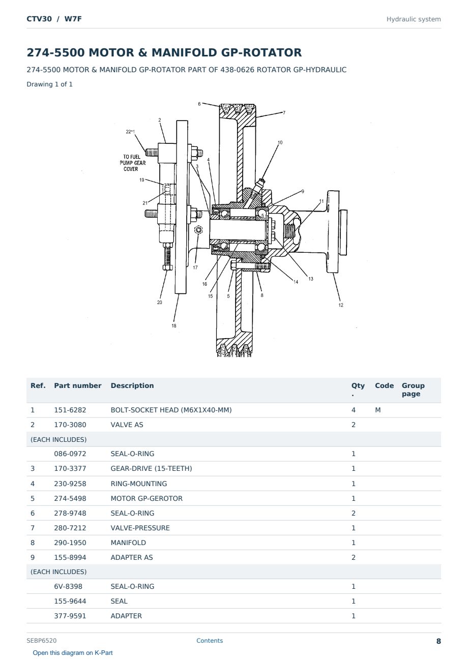 Caterpillar CTV30 S/N W7F Partsbook SEBP6520 (English) - sample page 8 of 10 Caterpillar CTV30 S/N W7F Partsbook SEBP6520 (English) - sample page 8 of 10