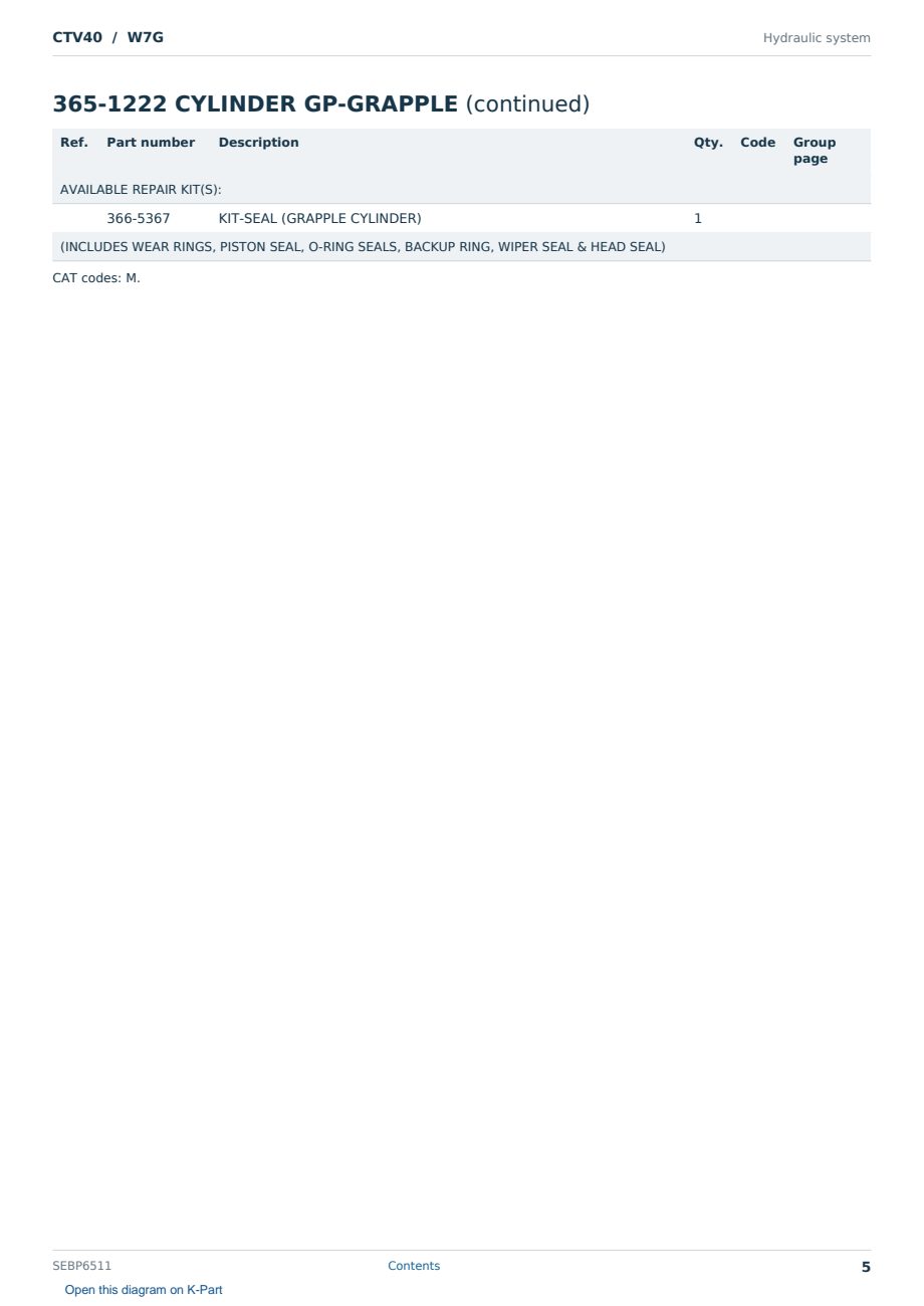 Caterpillar CTV40 S/N W7G Partsbook SEBP6511 (English) - sample page 5 of 10 Caterpillar CTV40 S/N W7G Partsbook SEBP6511 (English) - sample page 5 of 10