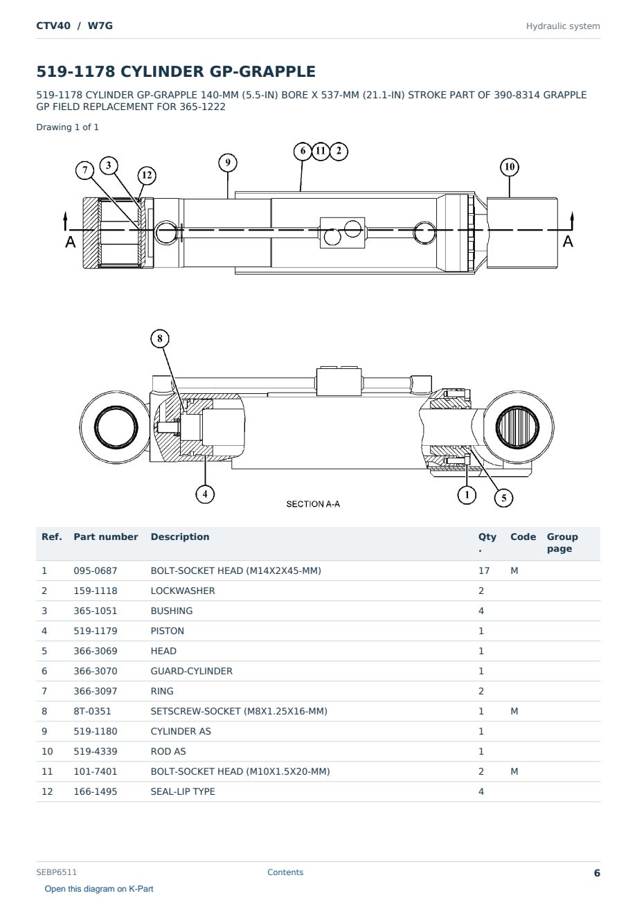 Caterpillar CTV40 S/N W7G Partsbook SEBP6511 (English) - sample page 6 of 10 Caterpillar CTV40 S/N W7G Partsbook SEBP6511 (English) - sample page 6 of 10