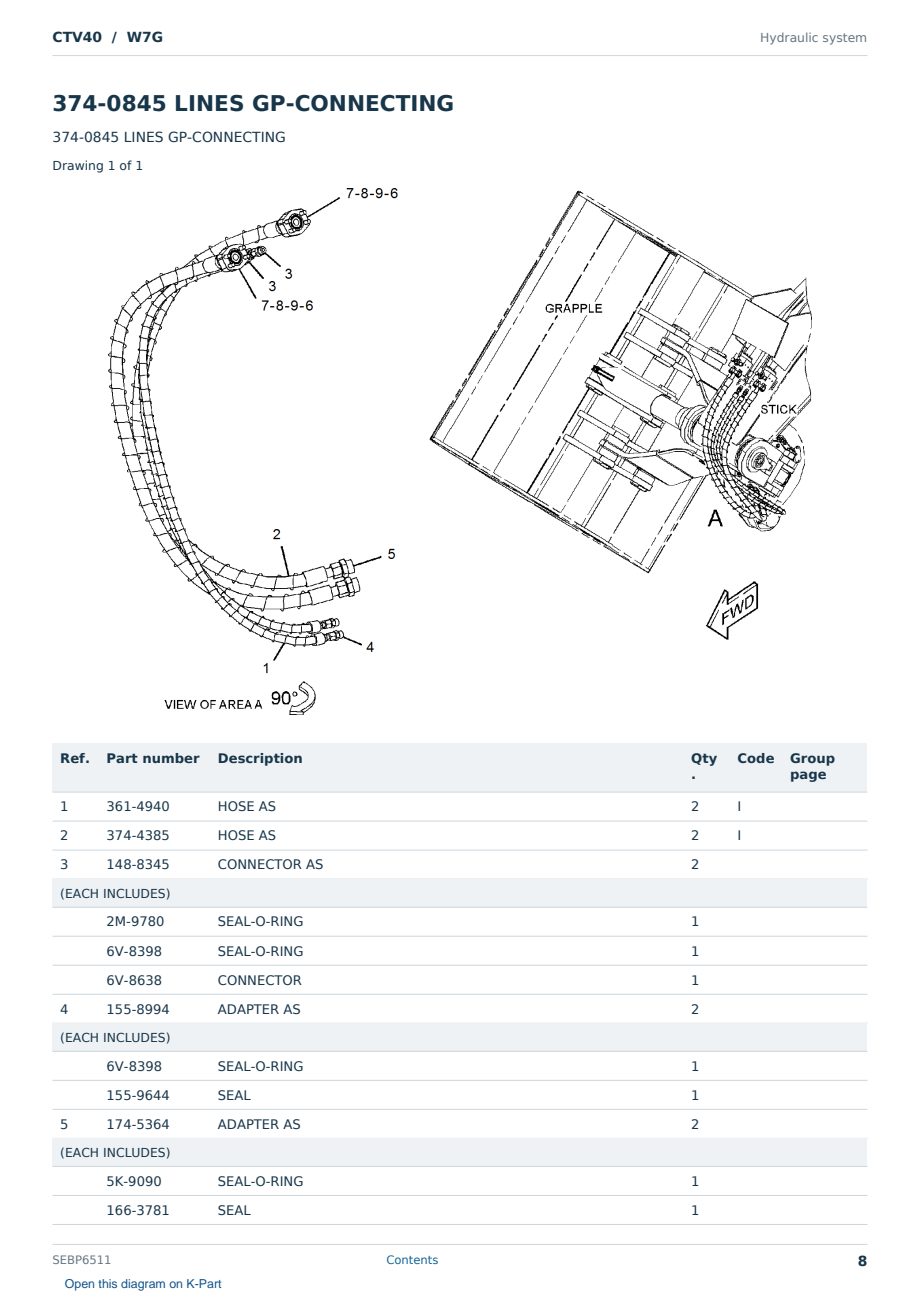 Caterpillar CTV40 S/N W7G Partsbook SEBP6511 (English) - sample page 8 of 10 Caterpillar CTV40 S/N W7G Partsbook SEBP6511 (English) - sample page 8 of 10