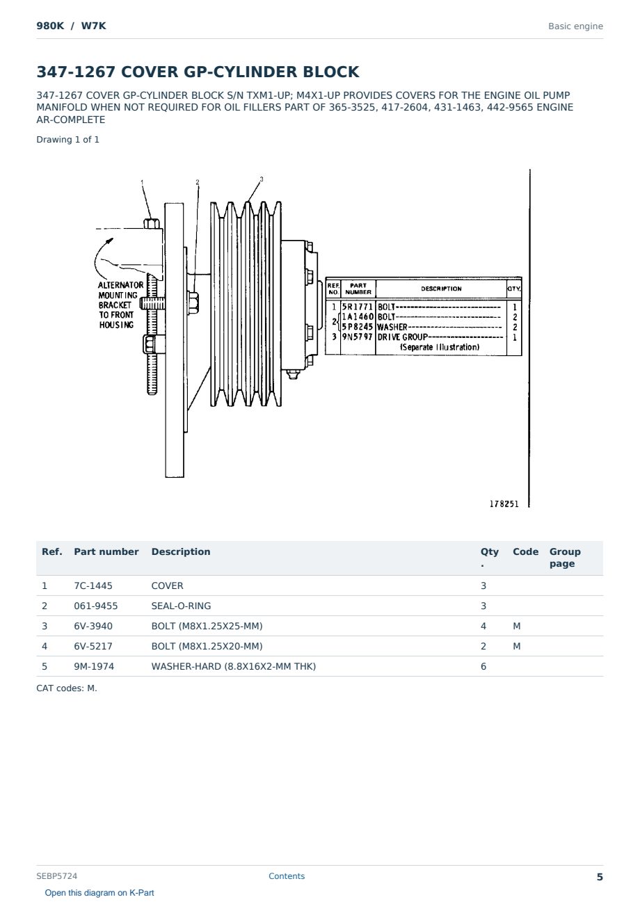 Caterpillar 980K S/N W7K Partsbook SEBP5724 (English) - sample page 5 of 10 Caterpillar 980K S/N W7K Partsbook SEBP5724 (English) - sample page 5 of 10