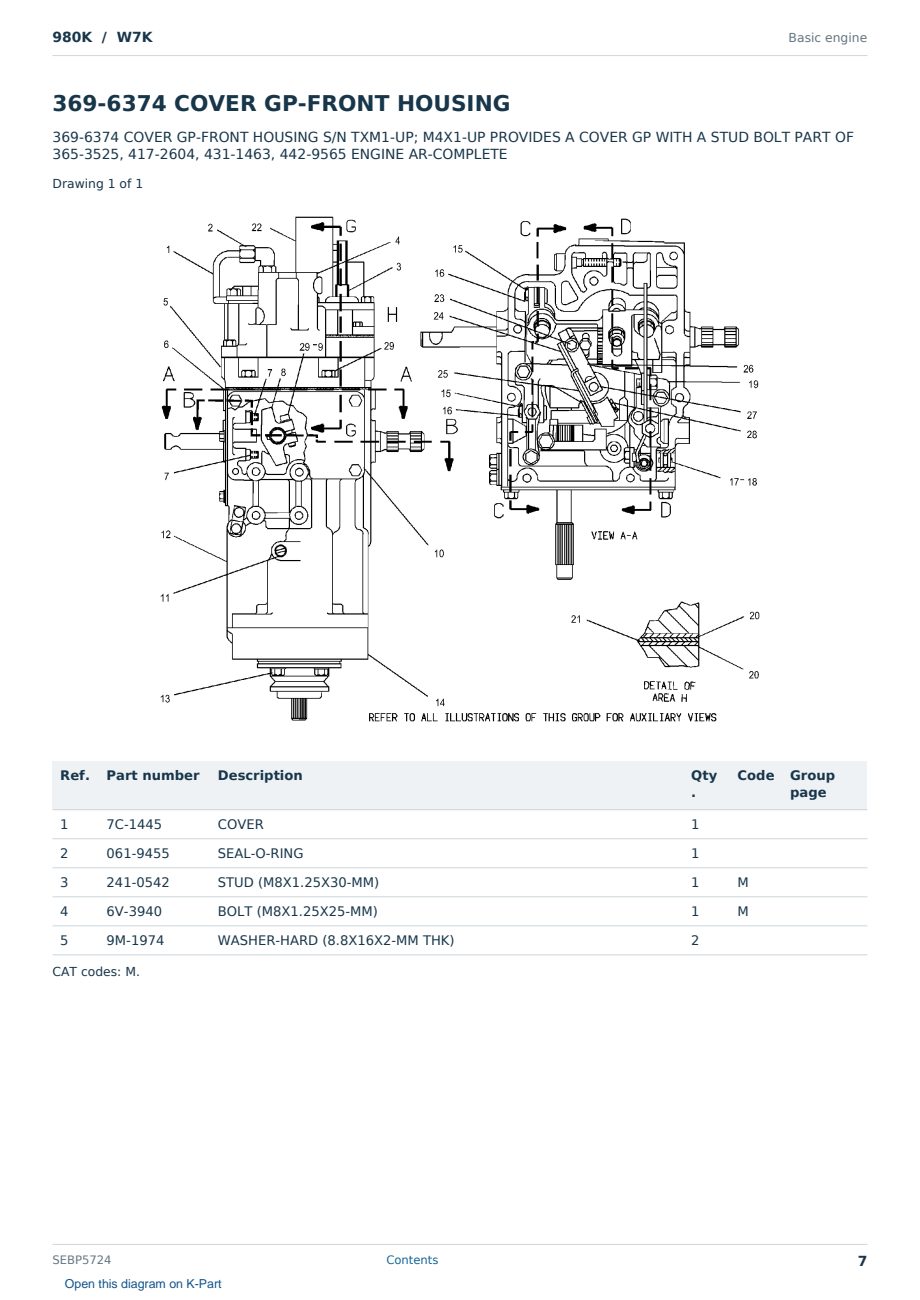 Caterpillar 980K S/N W7K Partsbook SEBP5724 (English) - sample page 7 of 10 Caterpillar 980K S/N W7K Partsbook SEBP5724 (English) - sample page 7 of 10