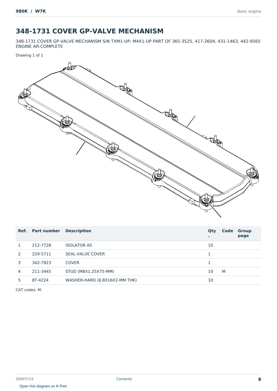 Caterpillar 980K S/N W7K Partsbook SEBP5724 (English) - sample page 8 of 10 Caterpillar 980K S/N W7K Partsbook SEBP5724 (English) - sample page 8 of 10