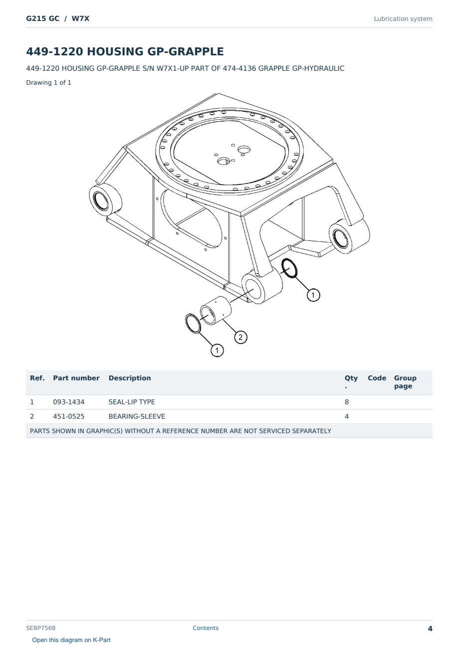 Caterpillar G215 GC S/N W7X Partsbook SEBP7568 (English) - sample page 4 of 10 Caterpillar G215 GC S/N W7X Partsbook SEBP7568 (English) - sample page 4 of 10