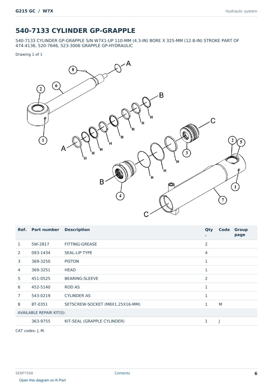 Caterpillar G215 GC S/N W7X Partsbook SEBP7568 (English) - sample page 6 of 10 Caterpillar G215 GC S/N W7X Partsbook SEBP7568 (English) - sample page 6 of 10