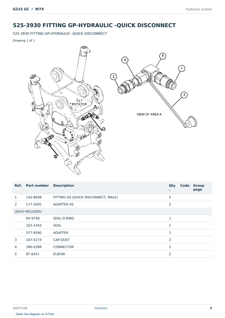 Caterpillar G215 GC S/N W7X Partsbook SEBP7568 (English) - sample page 7 of 10 Caterpillar G215 GC S/N W7X Partsbook SEBP7568 (English) - sample page 7 of 10