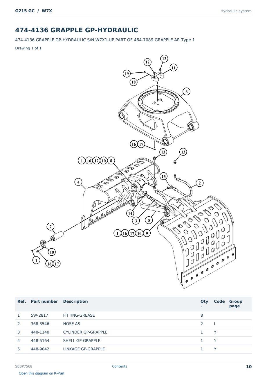 Caterpillar G215 GC S/N W7X Partsbook SEBP7568 (English) - sample page 10 of 10 Caterpillar G215 GC S/N W7X Partsbook SEBP7568 (English) - sample page 10 of 10