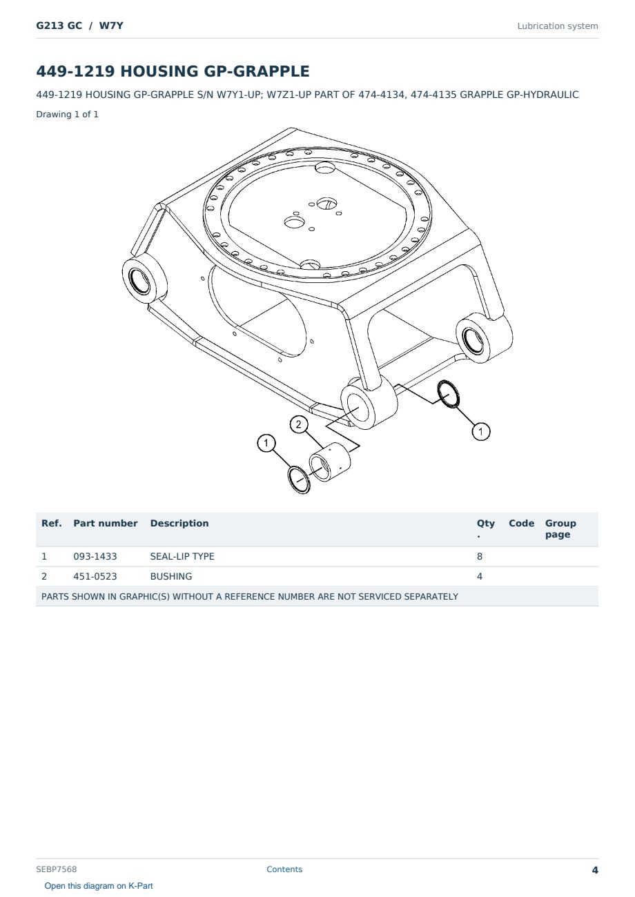 Caterpillar G213 GC S/N W7Y Partsbook SEBP7568 (English) - sample page 4 of 10 Caterpillar G213 GC S/N W7Y Partsbook SEBP7568 (English) - sample page 4 of 10