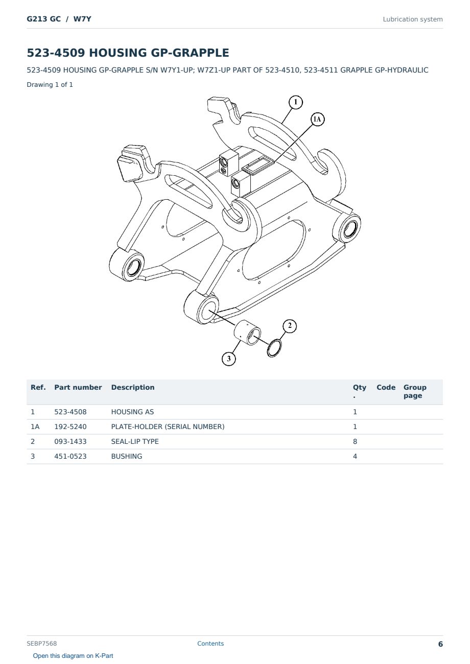 Caterpillar G213 GC S/N W7Y Partsbook SEBP7568 (English) - sample page 6 of 10 Caterpillar G213 GC S/N W7Y Partsbook SEBP7568 (English) - sample page 6 of 10