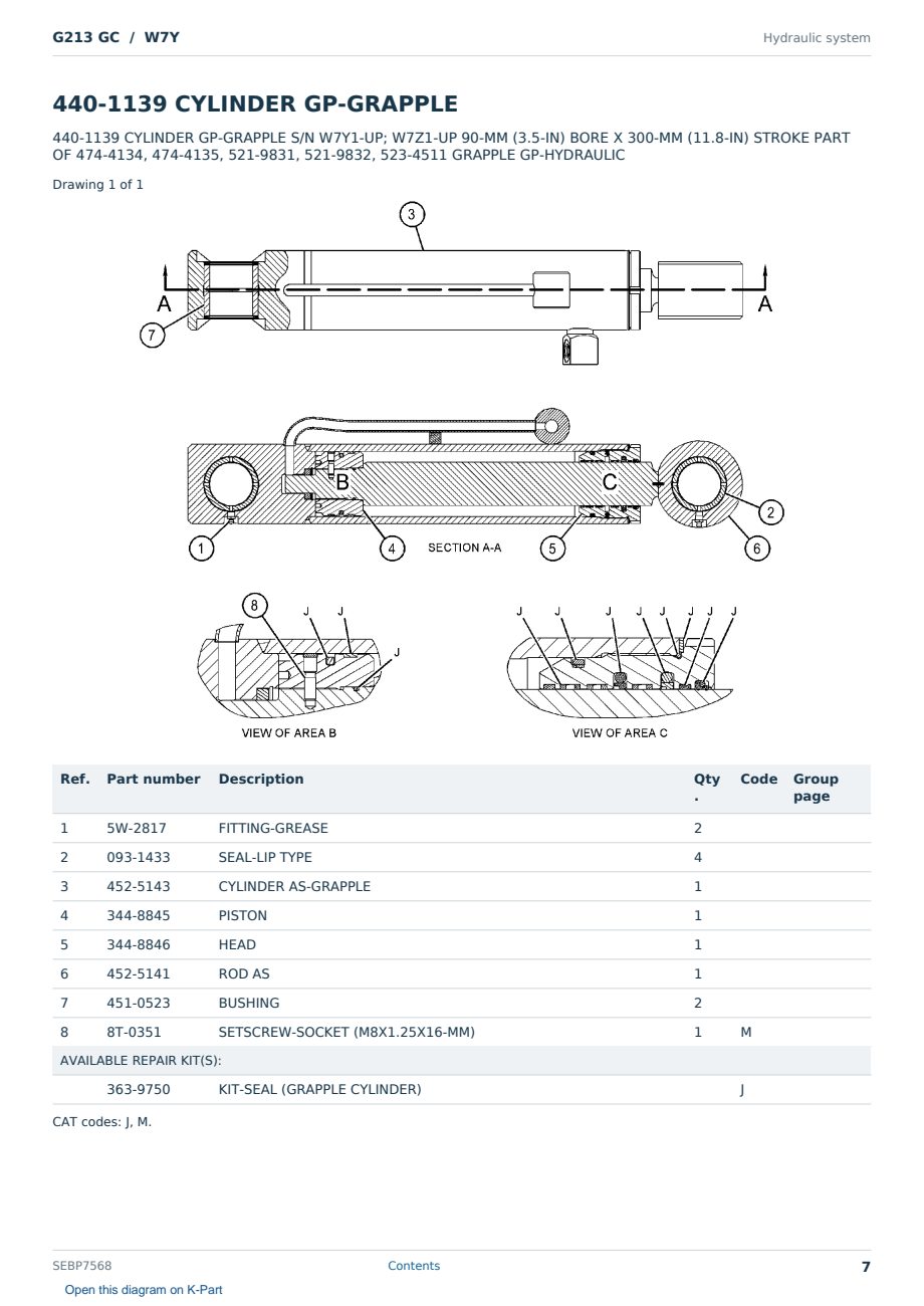 Caterpillar G213 GC S/N W7Y Partsbook SEBP7568 (English) - sample page 7 of 10 Caterpillar G213 GC S/N W7Y Partsbook SEBP7568 (English) - sample page 7 of 10