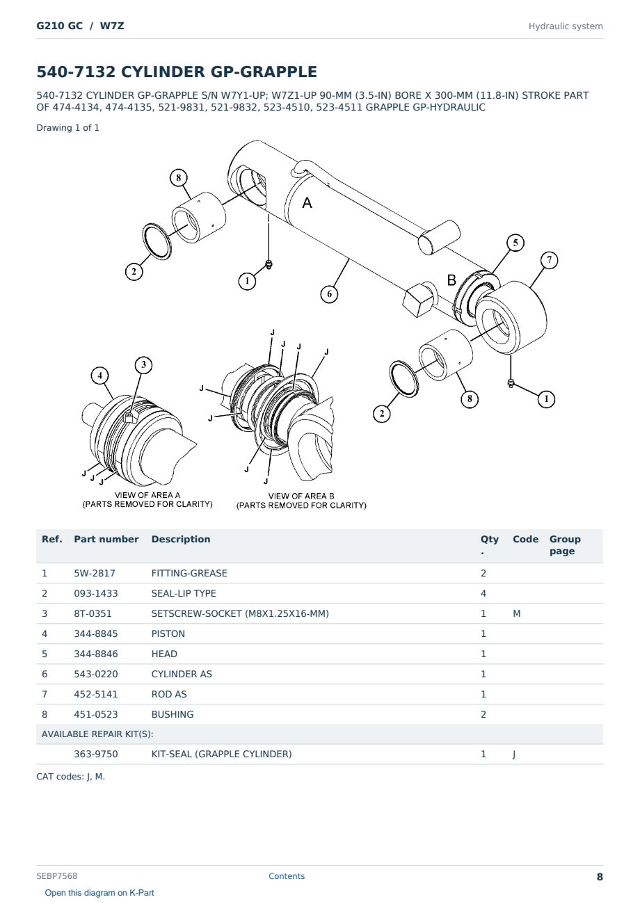 Caterpillar G210 GC S/N W7Z Partsbook SEBP7568 (English) - sample page 8 of 10 Caterpillar G210 GC S/N W7Z Partsbook SEBP7568 (English) - sample page 8 of 10