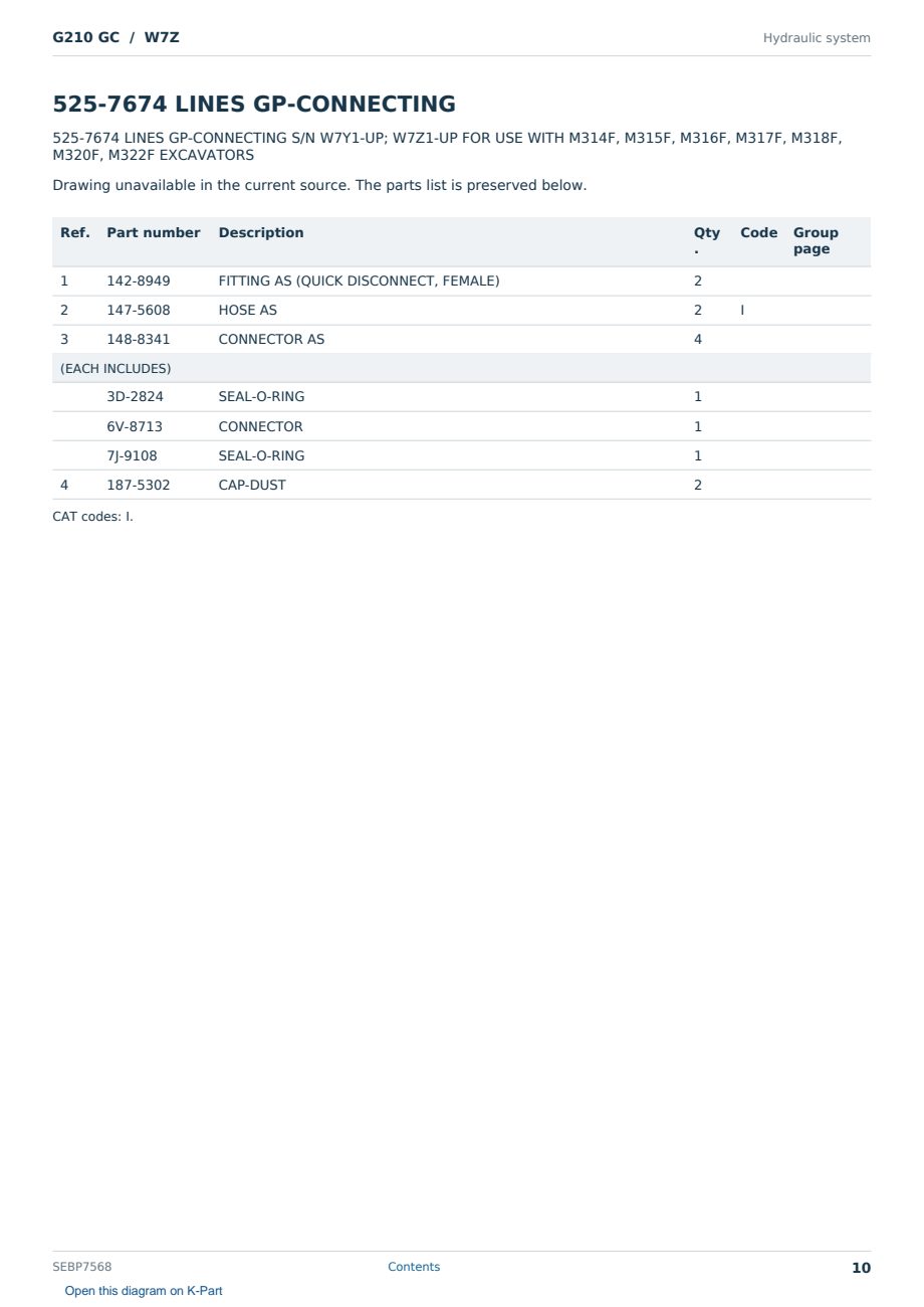 Caterpillar G210 GC S/N W7Z Partsbook SEBP7568 (English) - sample page 10 of 10 Caterpillar G210 GC S/N W7Z Partsbook SEBP7568 (English) - sample page 10 of 10