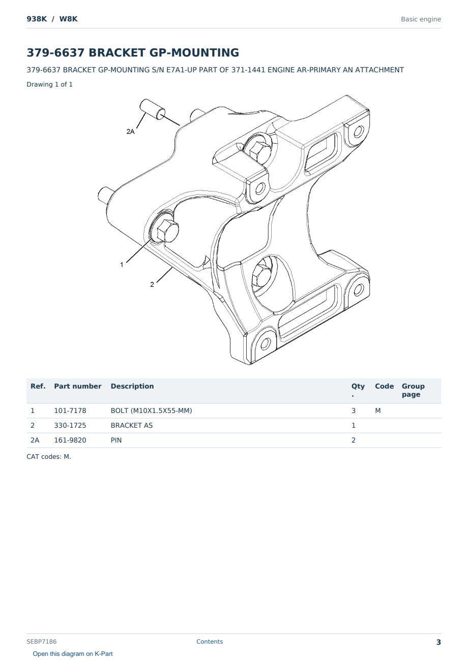 Caterpillar 938K S/N W8K Partsbook SEBP7186 (English) - sample page 3 of 10 Caterpillar 938K S/N W8K Partsbook SEBP7186 (English) - sample page 3 of 10