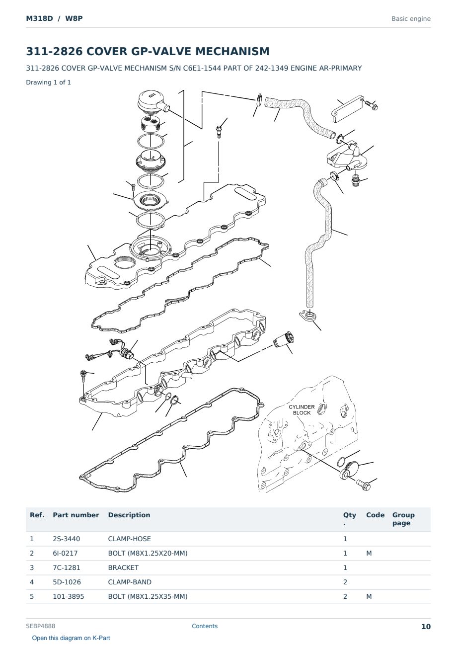 Caterpillar M318D S/N W8P Partsbook SEBP4888 (English) - sample page 10 of 10 Caterpillar M318D S/N W8P Partsbook SEBP4888 (English) - sample page 10 of 10