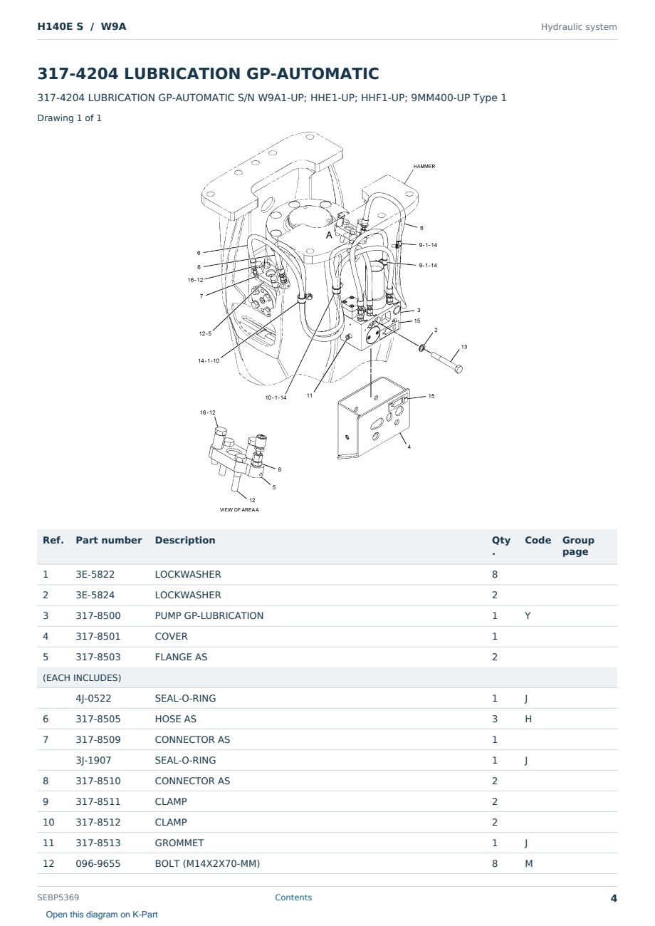 Caterpillar H140E S S/N W9A Partsbook SEBP5369 (English) - sample page 4 of 10 Caterpillar H140E S S/N W9A Partsbook SEBP5369 (English) - sample page 4 of 10