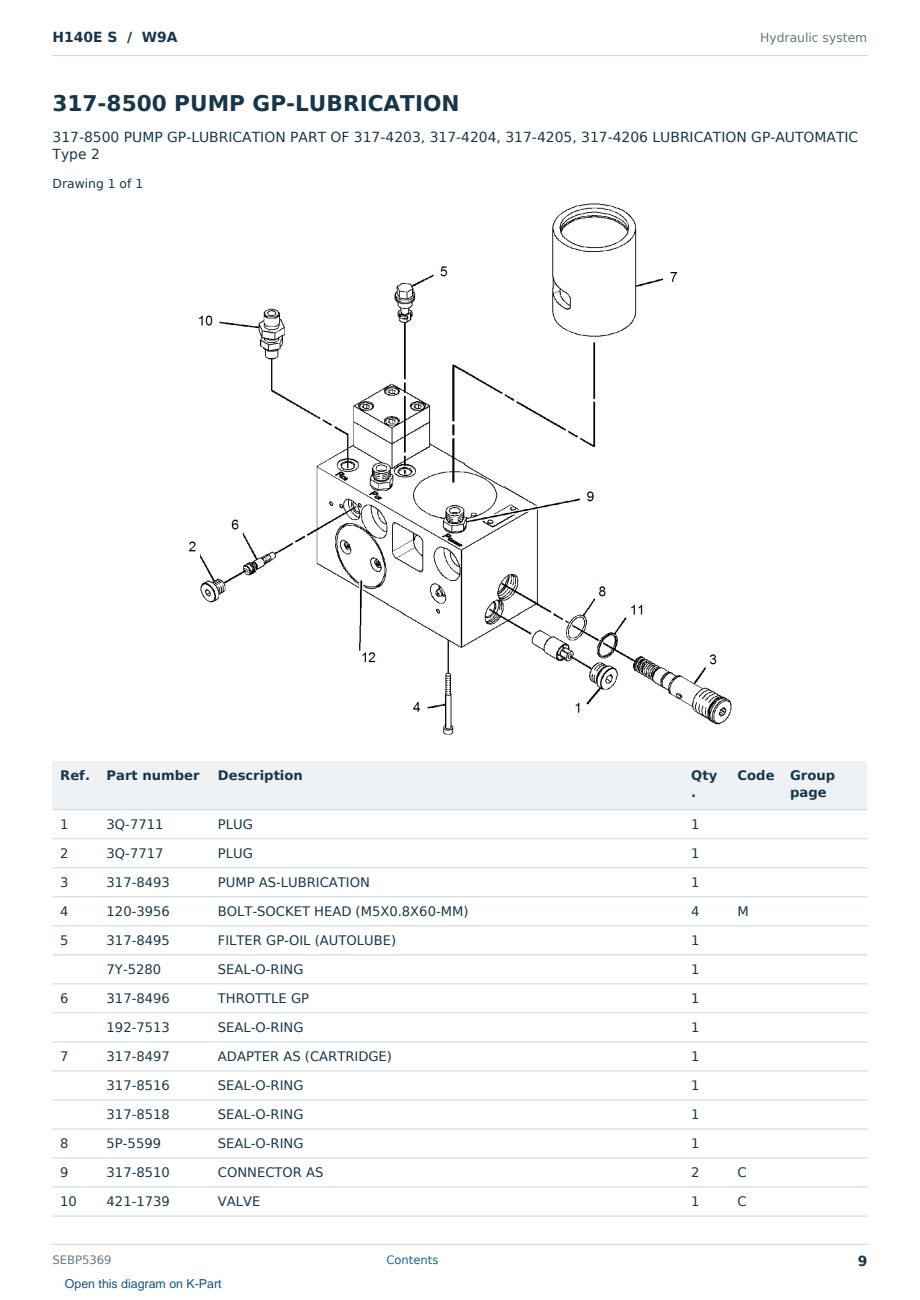 Caterpillar H140E S S/N W9A Partsbook SEBP5369 (English) - sample page 9 of 10 Caterpillar H140E S S/N W9A Partsbook SEBP5369 (English) - sample page 9 of 10