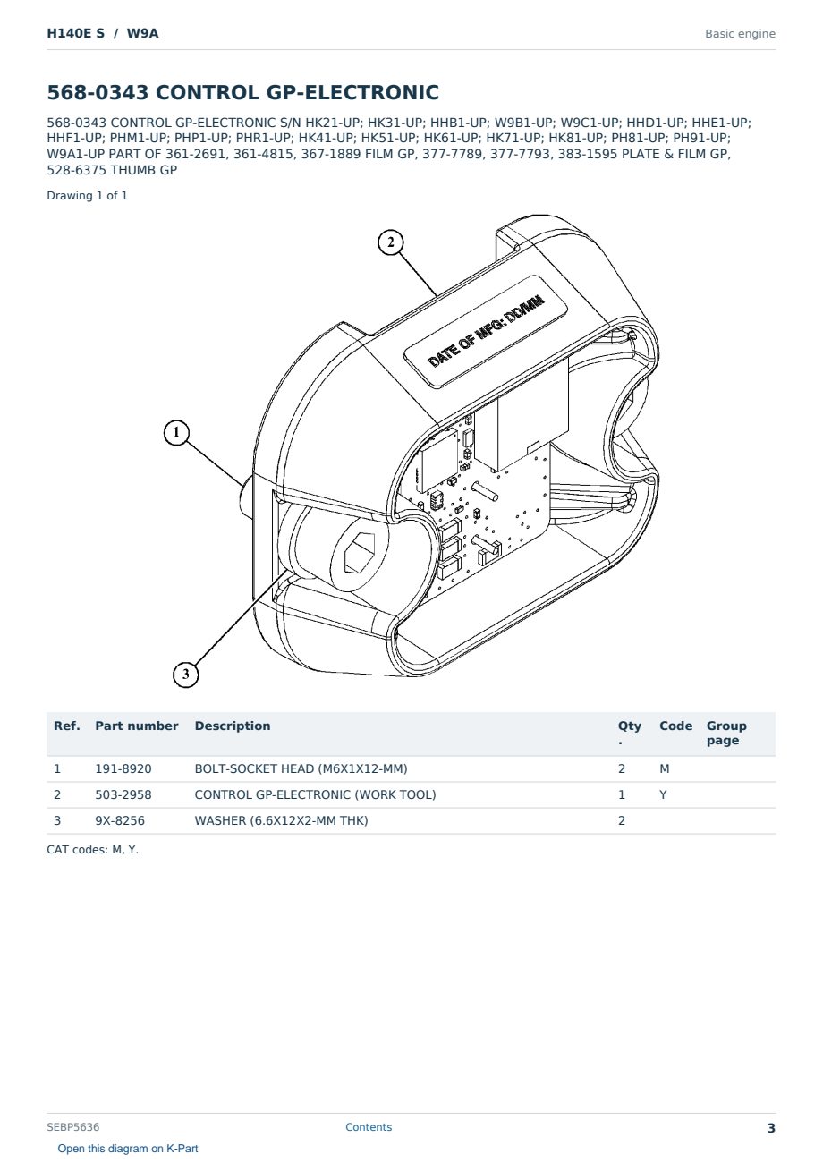 Caterpillar H140E S S/N W9A Partsbook SEBP5636 (English) - sample page 3 of 10 Caterpillar H140E S S/N W9A Partsbook SEBP5636 (English) - sample page 3 of 10