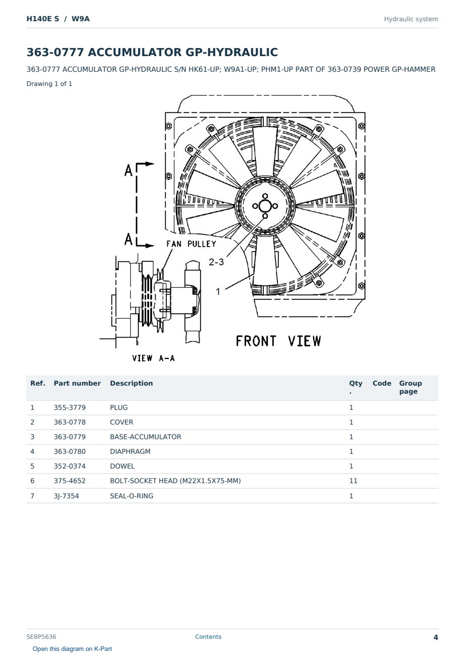 Caterpillar H140E S S/N W9A Partsbook SEBP5636 (English) - sample page 4 of 10 Caterpillar H140E S S/N W9A Partsbook SEBP5636 (English) - sample page 4 of 10