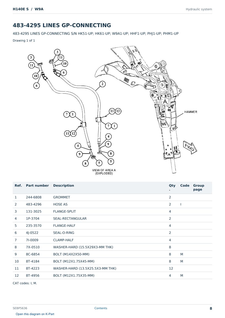 Caterpillar H140E S S/N W9A Partsbook SEBP5636 (English) - sample page 8 of 10 Caterpillar H140E S S/N W9A Partsbook SEBP5636 (English) - sample page 8 of 10