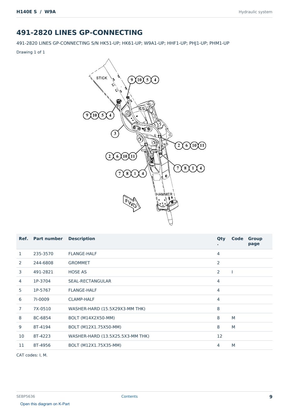 Caterpillar H140E S S/N W9A Partsbook SEBP5636 (English) - sample page 9 of 10 Caterpillar H140E S S/N W9A Partsbook SEBP5636 (English) - sample page 9 of 10