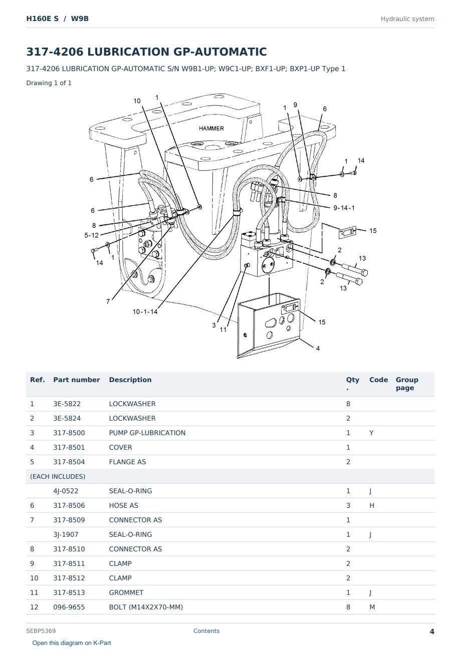 Caterpillar H160E S S/N W9B Partsbook SEBP5369 (English) - sample page 4 of 10 Caterpillar H160E S S/N W9B Partsbook SEBP5369 (English) - sample page 4 of 10