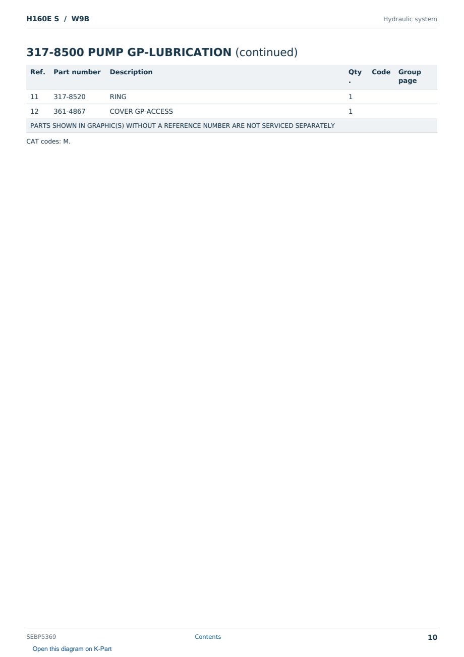 Caterpillar H160E S S/N W9B Partsbook SEBP5369 (English) - sample page 10 of 10 Caterpillar H160E S S/N W9B Partsbook SEBP5369 (English) - sample page 10 of 10