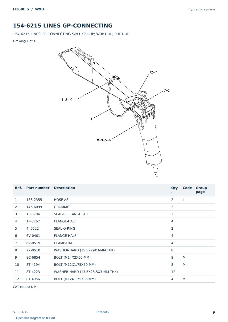 Caterpillar H160E S S/N W9B Partsbook SEBP5636 (English) - sample page 9 of 10 Caterpillar H160E S S/N W9B Partsbook SEBP5636 (English) - sample page 9 of 10