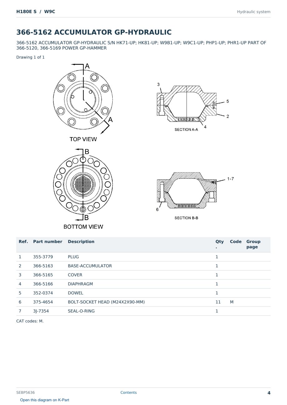 Caterpillar H180E S S/N W9C Partsbook SEBP5636 (English) - sample page 4 of 10 Caterpillar H180E S S/N W9C Partsbook SEBP5636 (English) - sample page 4 of 10