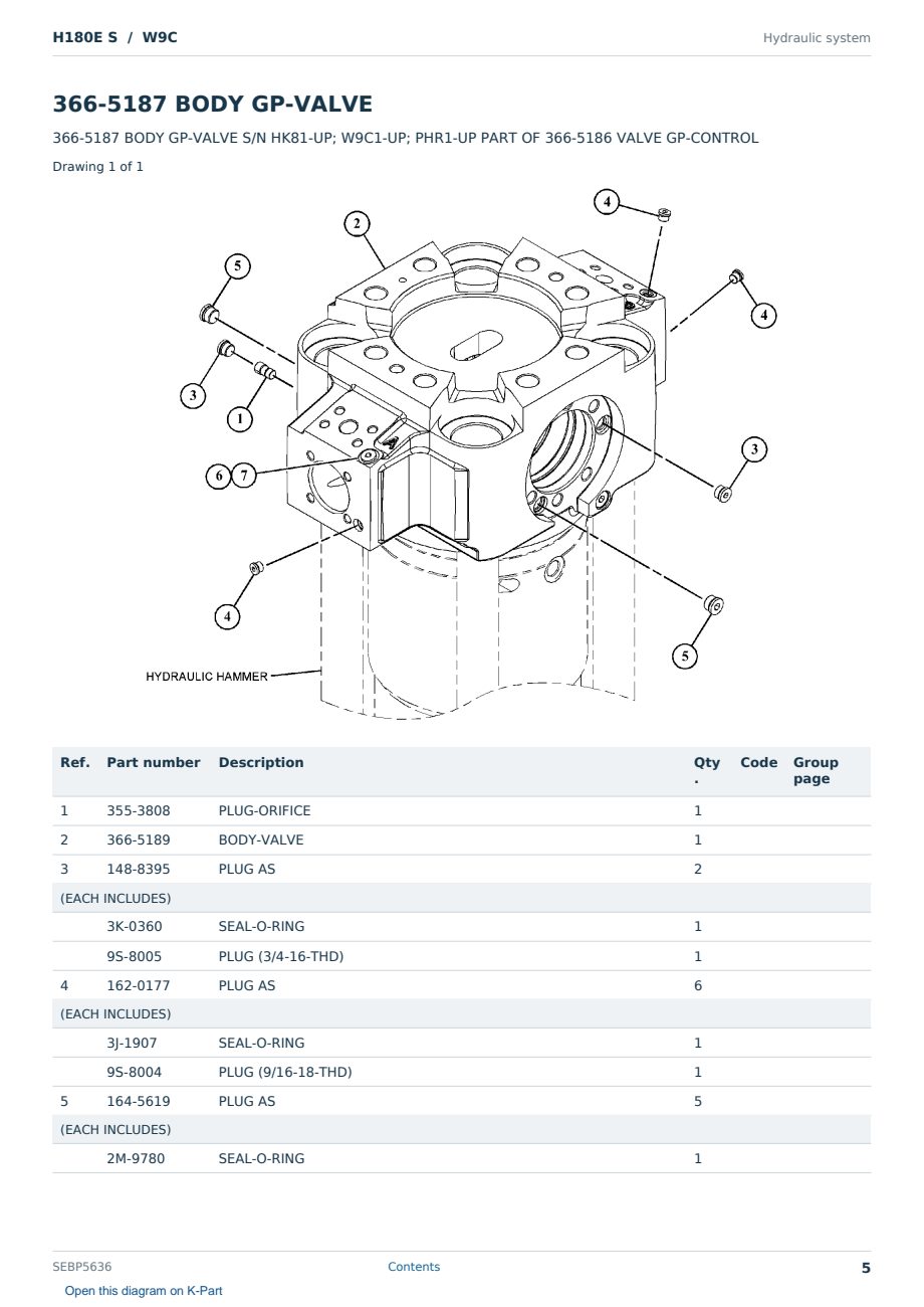 Caterpillar H180E S S/N W9C Partsbook SEBP5636 (English) - sample page 5 of 10 Caterpillar H180E S S/N W9C Partsbook SEBP5636 (English) - sample page 5 of 10