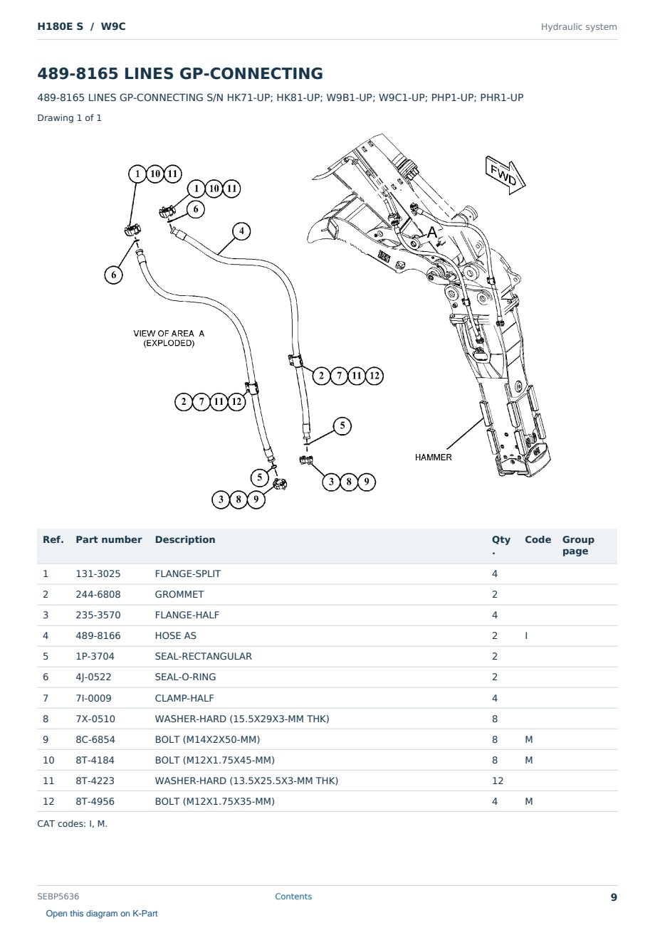 Caterpillar H180E S S/N W9C Partsbook SEBP5636 (English) - sample page 9 of 10 Caterpillar H180E S S/N W9C Partsbook SEBP5636 (English) - sample page 9 of 10