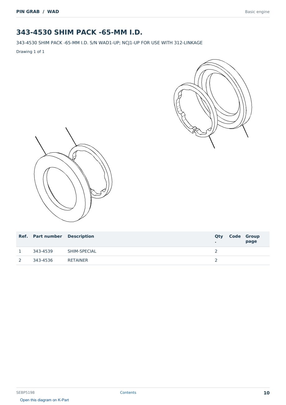 Caterpillar PIN GRAB S/N WAD Partsbook SEBP5198 (English) - sample page 10 of 10 Caterpillar PIN GRAB S/N WAD Partsbook SEBP5198 (English) - sample page 10 of 10