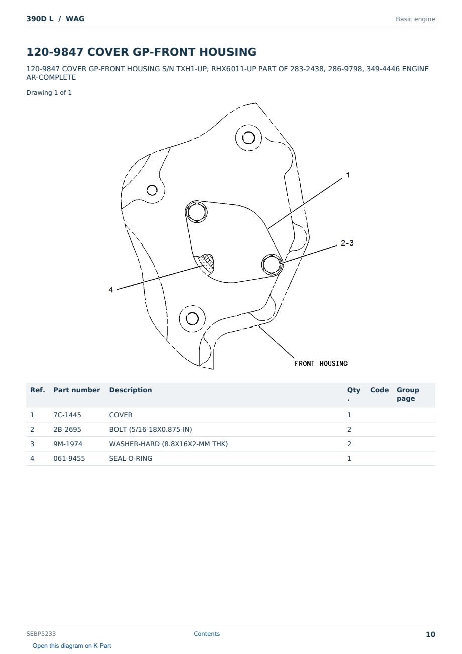 Caterpillar 390D L S/N WAG Partsbook SEBP5233 (English) - sample page 10 of 10 Caterpillar 390D L S/N WAG Partsbook SEBP5233 (English) - sample page 10 of 10