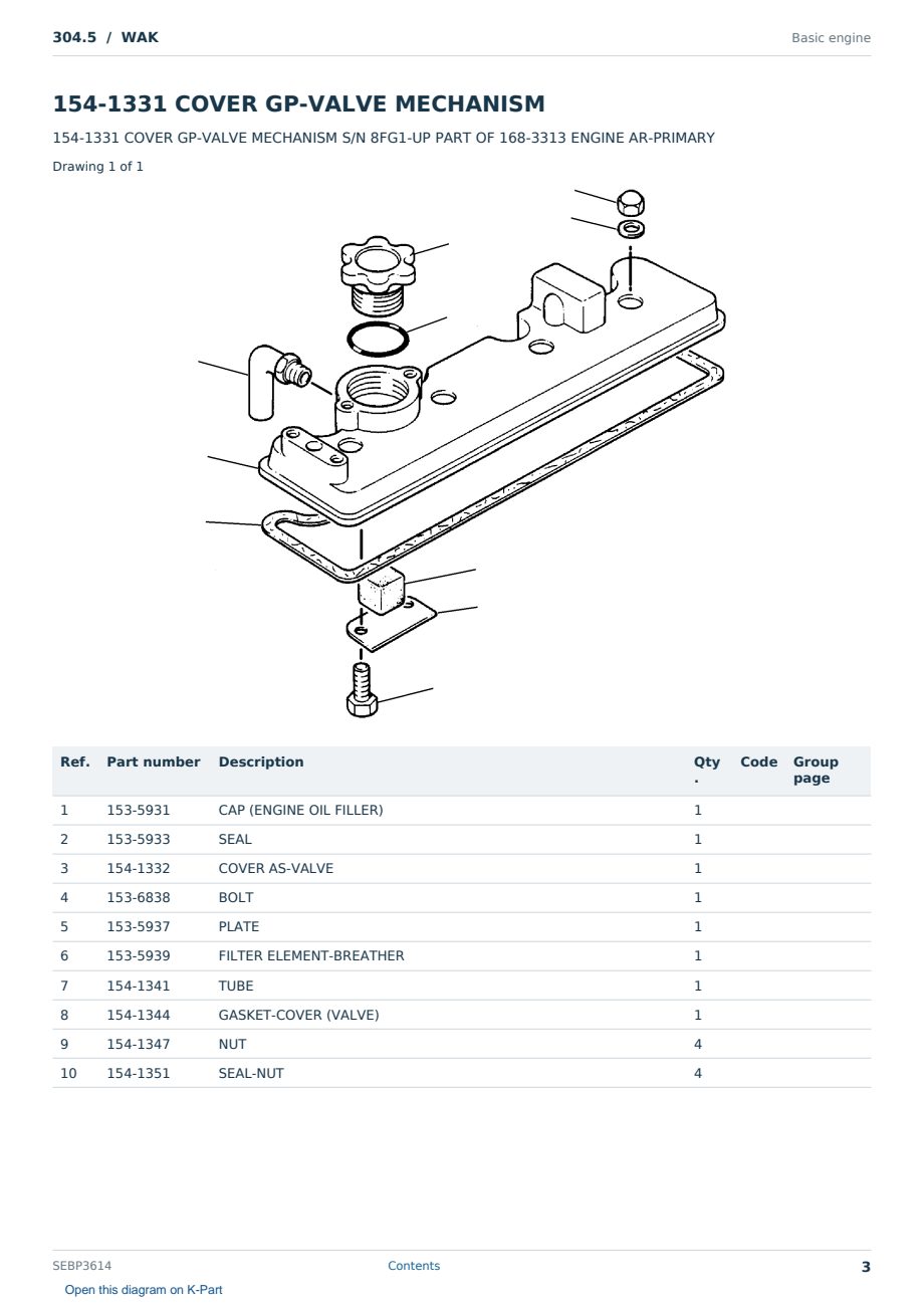 Caterpillar 304.5 S/N WAK Partsbook SEBP3614 (English) - sample page 3 of 10 Caterpillar 304.5 S/N WAK Partsbook SEBP3614 (English) - sample page 3 of 10